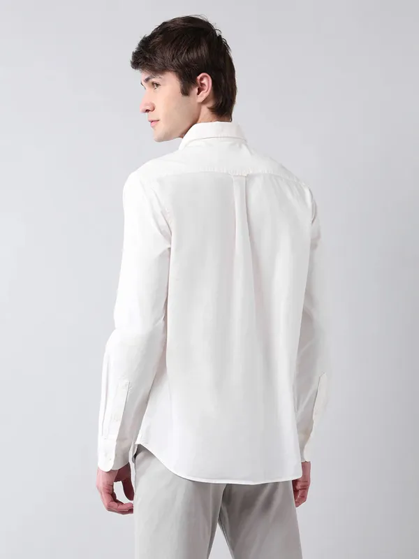 U S POLO striped white casual wear slim fit shirt