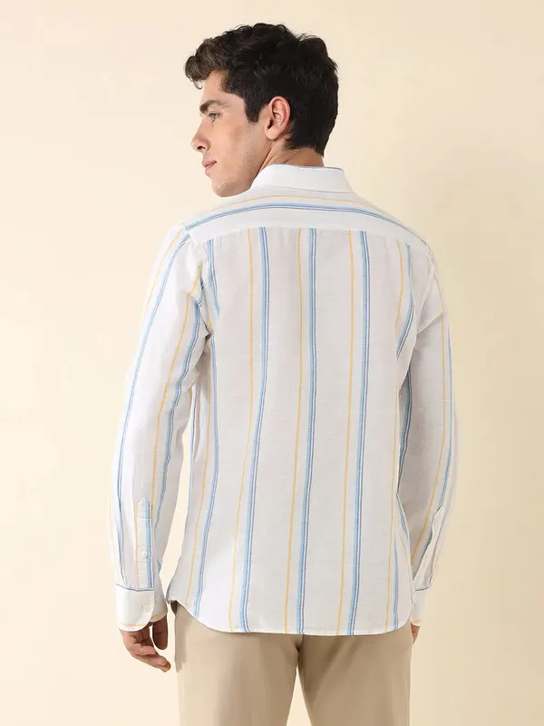 U S POLO striped white cotton casual shirt collection