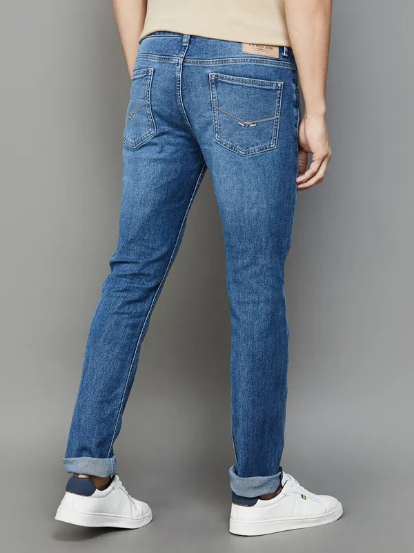 U S POLO washed blue denim slim tapered fit