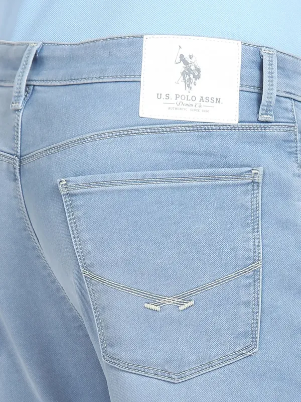 U S POLO washed ice blue slim taper fit denim jeans