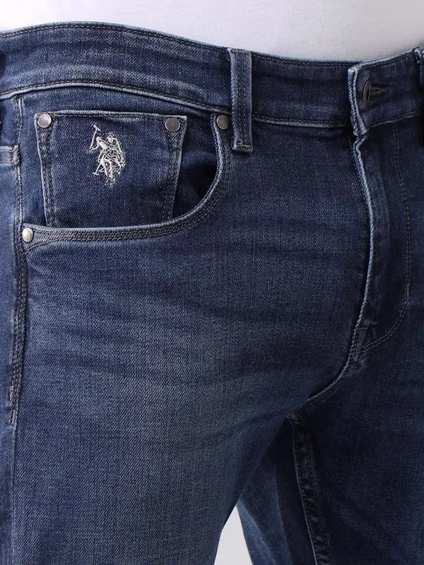 U S POLO washed navy slim fit denim jeans for men
