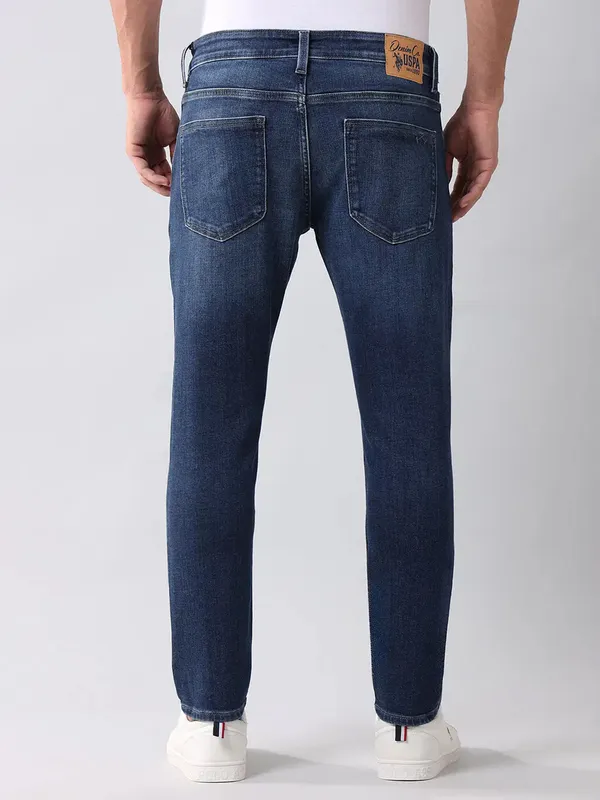 U S POLO washed navy slim fit denim jeans for men