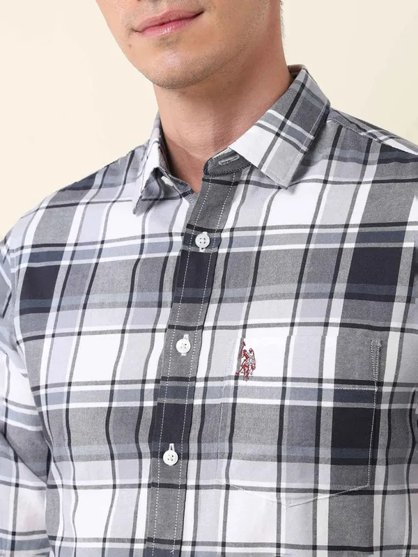 U S POLO white and black classic checks shirt