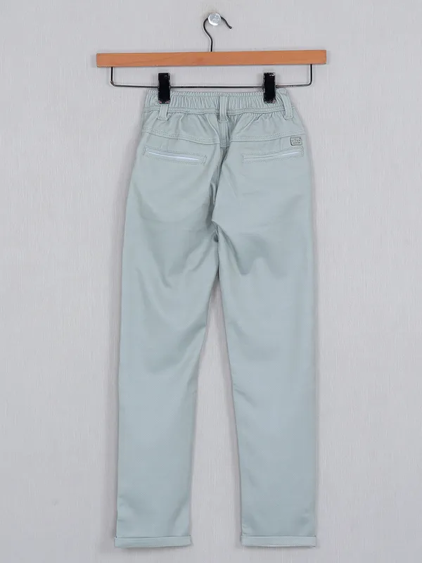 U-tex solid pista green boys cotton trouser