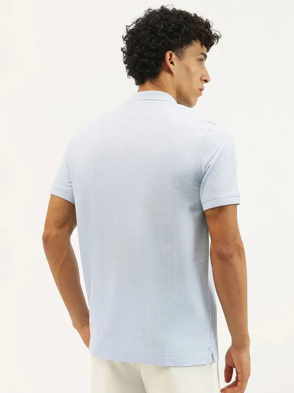 UCB aqua blue polo textured t-shirt