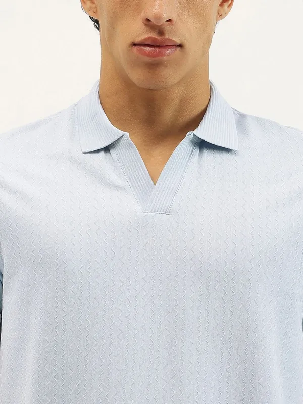 UCB aqua blue polo textured t-shirt