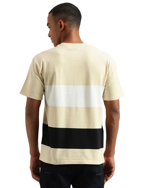 UCB beige cotton printed t shirt