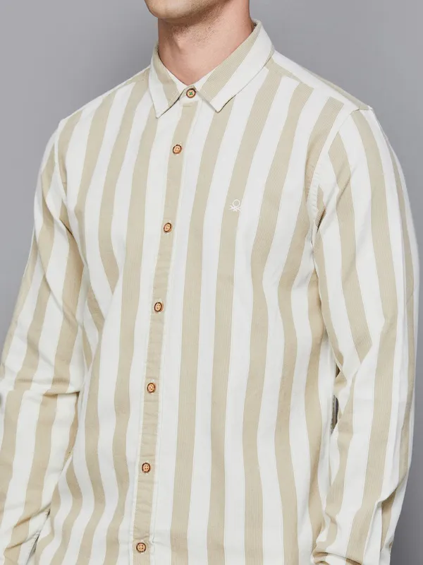 UCB beige striped cotton shirt