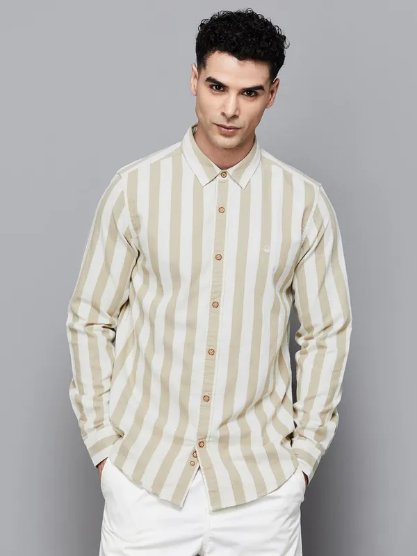 UCB beige striped cotton shirt
