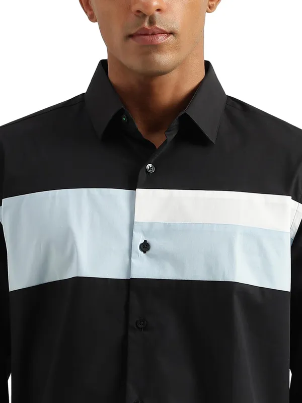 UCB black cotton full sleeves shirt