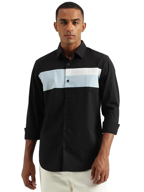 UCB black cotton full sleeves shirt