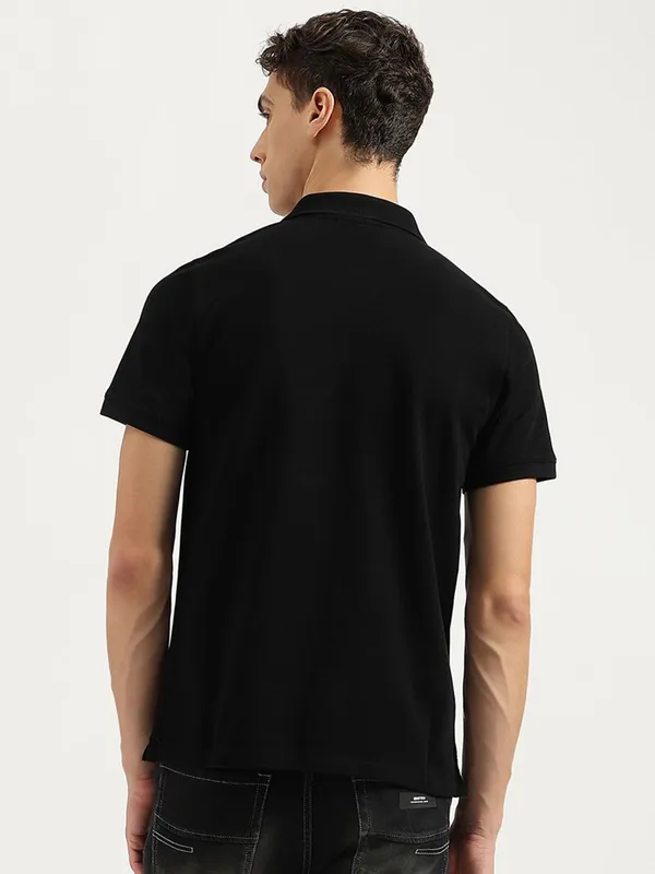 UCB black cotton half slleve polo t-shirt