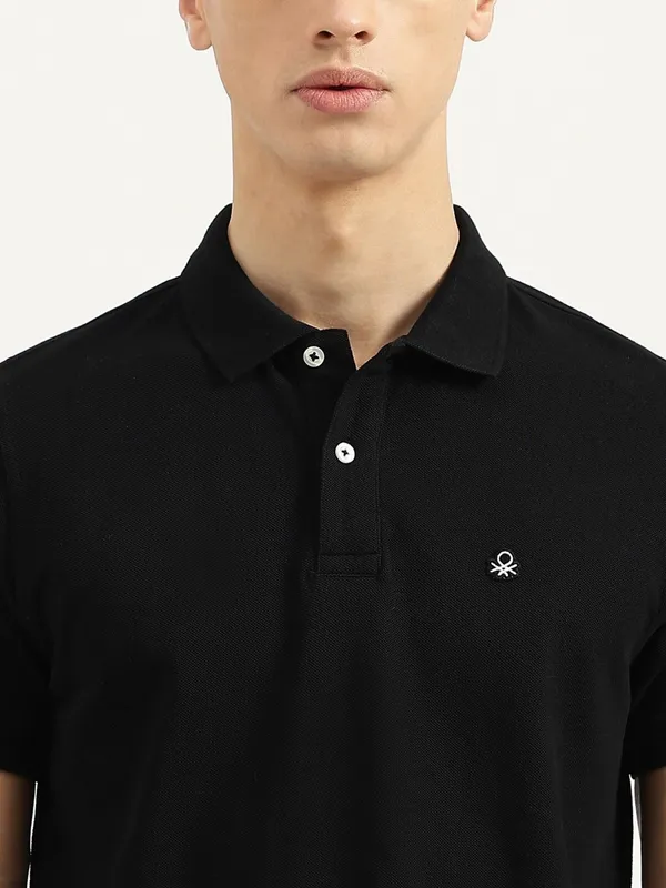 UCB black cotton half slleve polo t-shirt