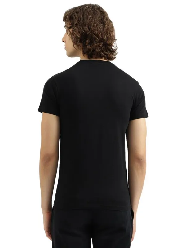 UCB black cotton men t-shirt with print