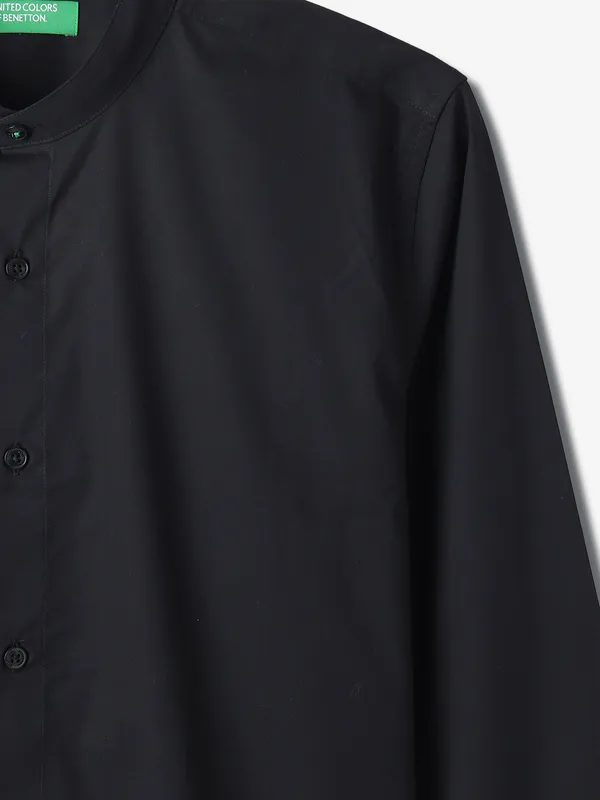 UCB black cotton plain shirt