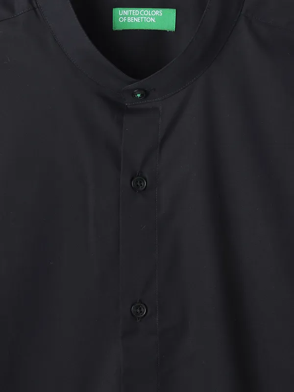 UCB black cotton plain shirt
