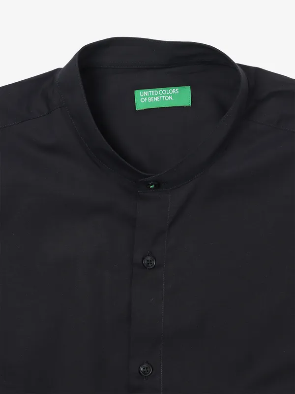 UCB black cotton plain shirt