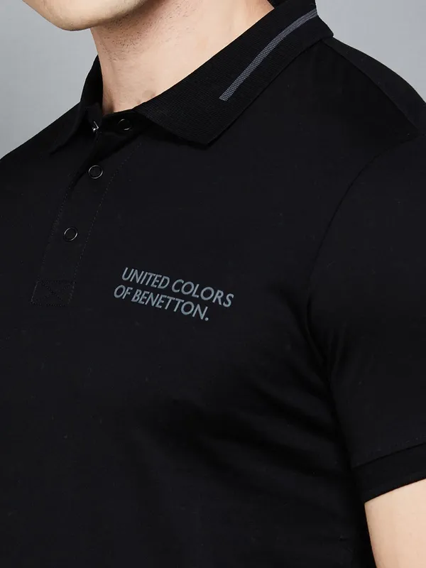 UCB black cotton plain t-shirt for men