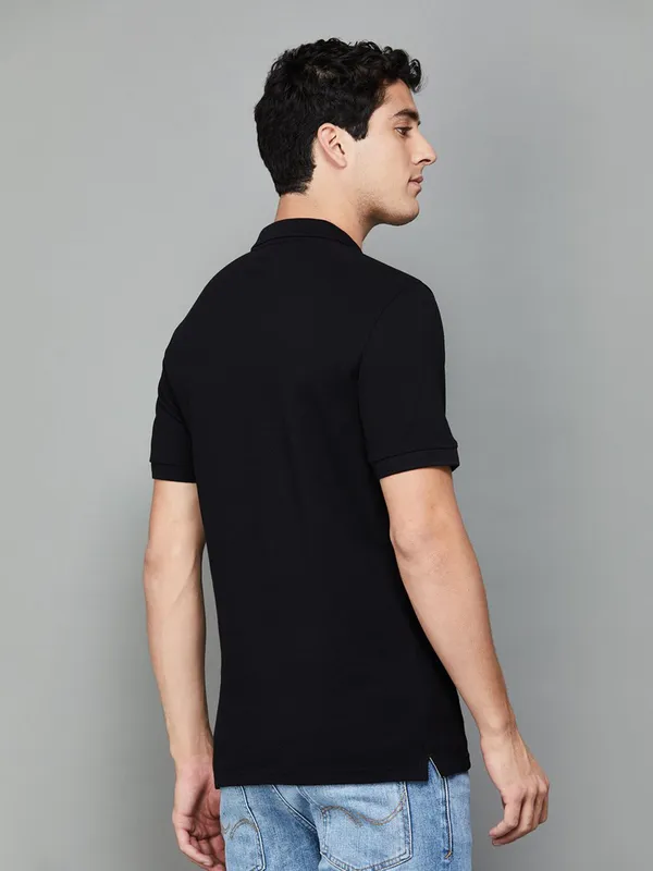 UCB black cotton polo t-shirt for mens