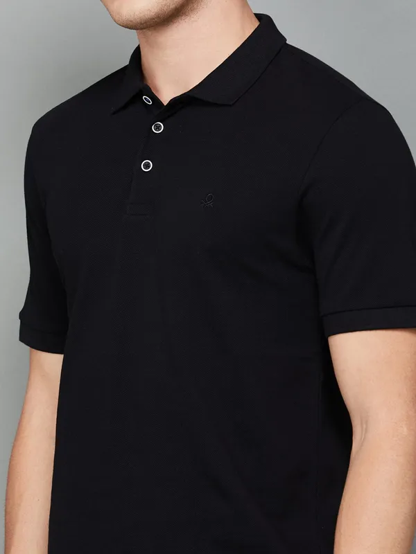 UCB black cotton polo t-shirt for mens
