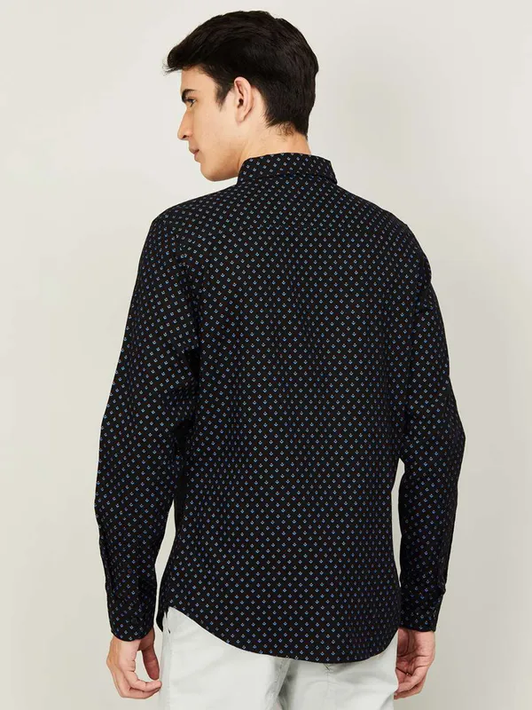 UCB black cotton printed shirt for men