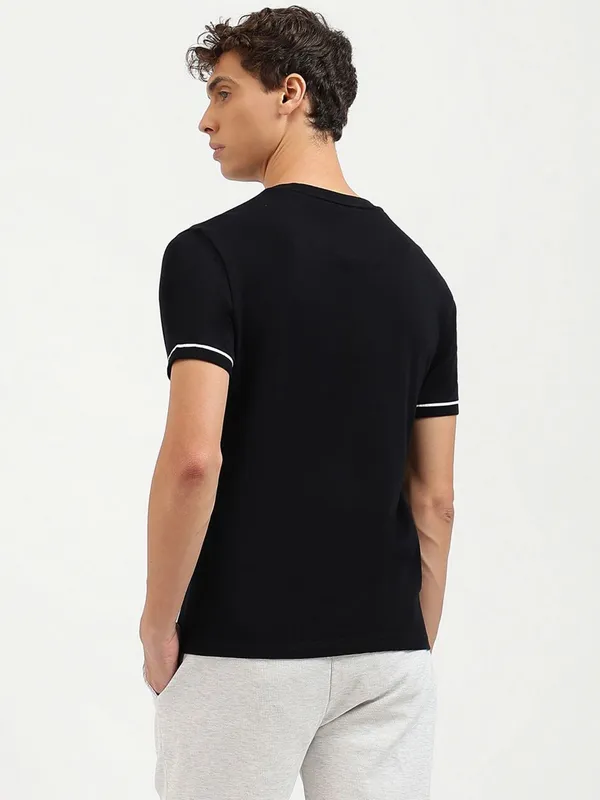 UCB black plain cotton t-shirt slim fit