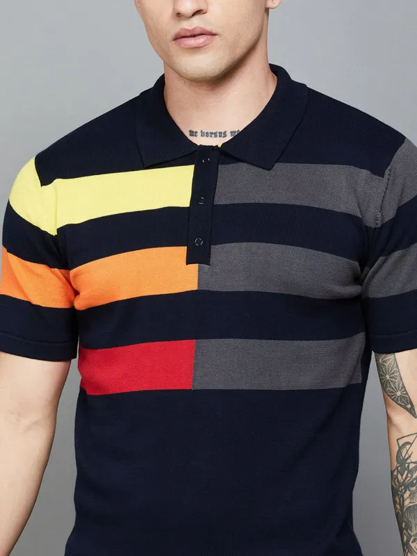 UCB black slim fit men t-shirt in cotton