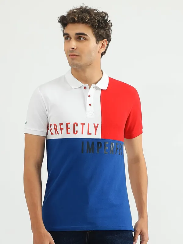 UCB blue color block cotton t shirt