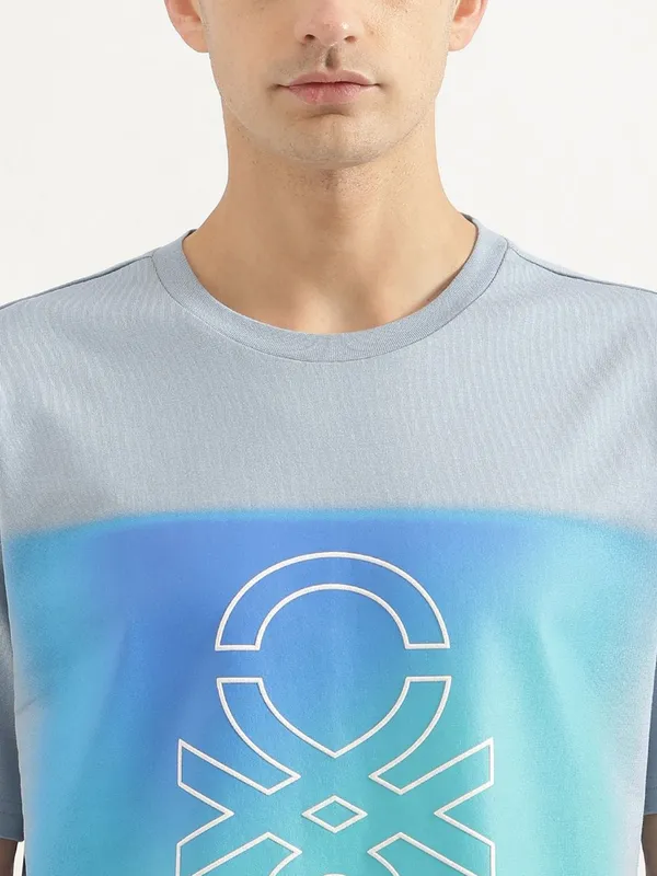 UCB bluish grey printed round neck t-shirt