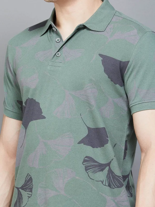 UCB bottle green printed polo t-shirt