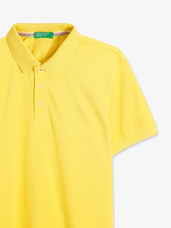 UCB bright yellow cotton polo t shirt
