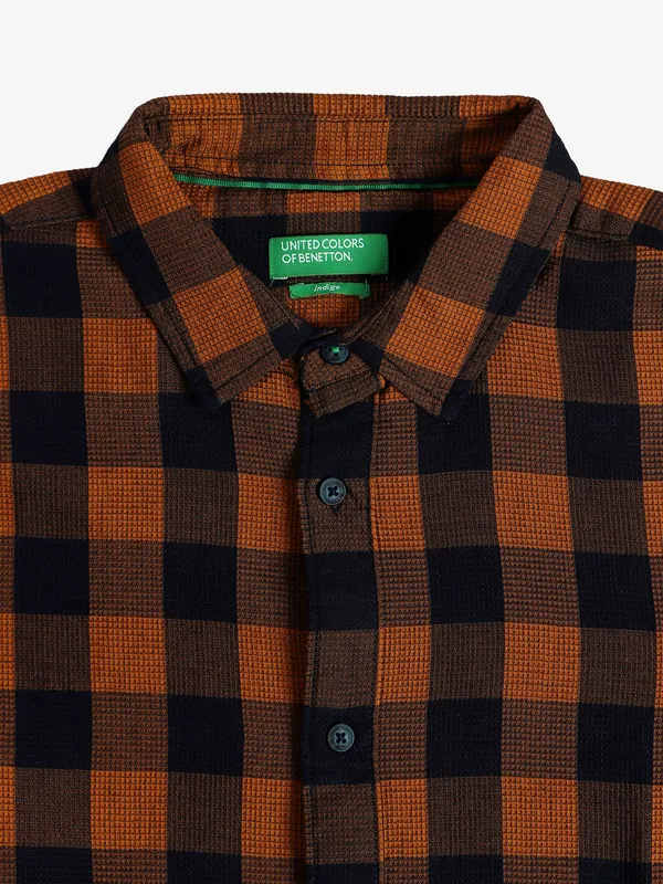 UCB brown checks cotton shirt