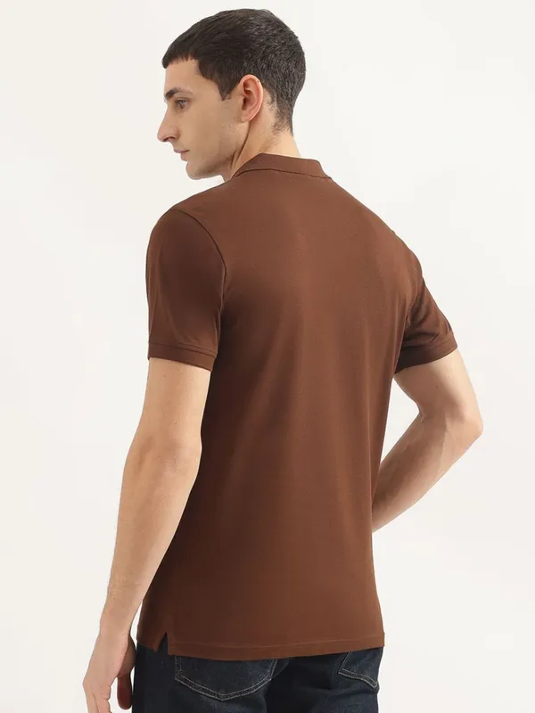 UCB brown plain cotton polo t-shirt