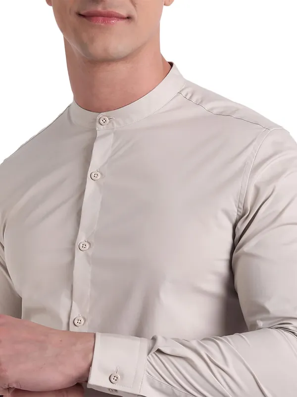 UCB casual look off white men plain shirt