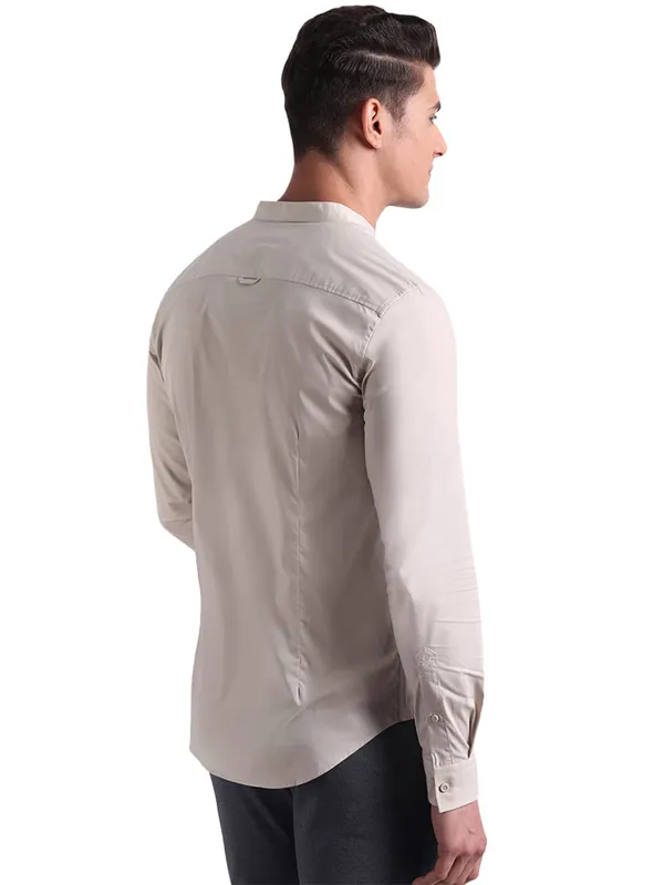 UCB casual look off white men plain shirt