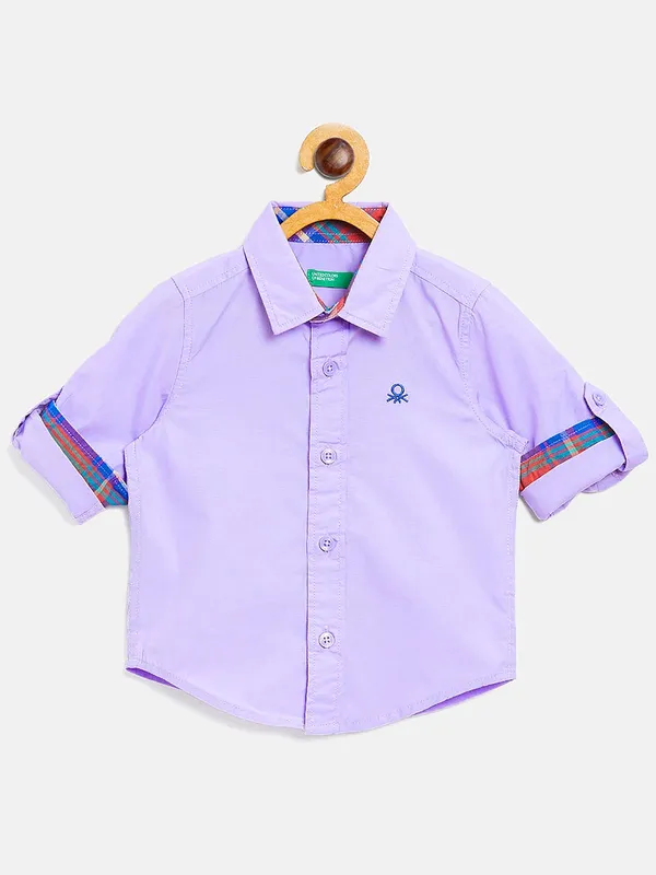 UCB casual wear solid violet shirt