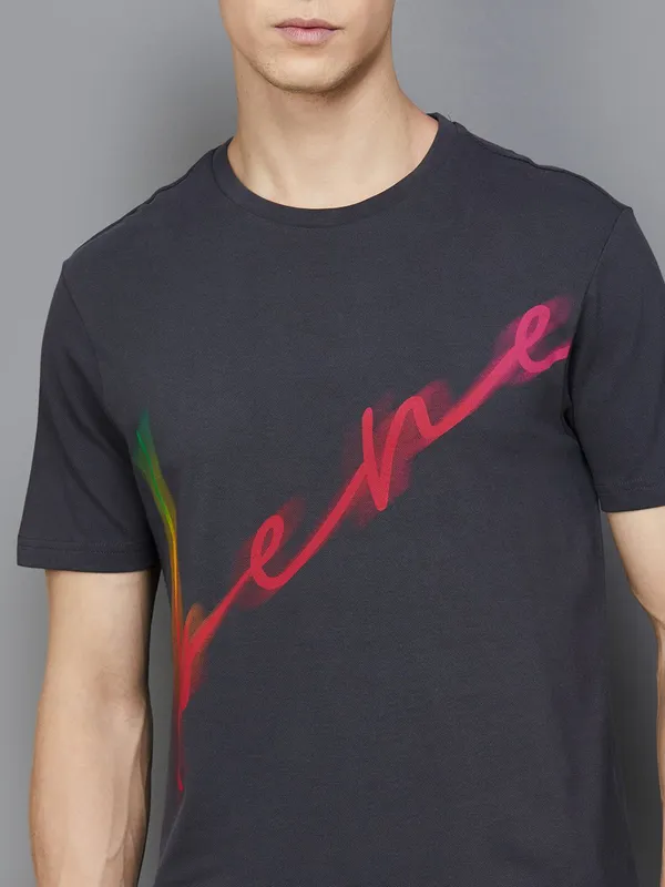 UCB charcoal black printed cotton t-shirt
