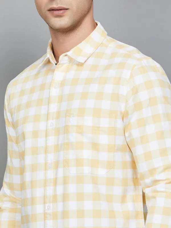 UCB checkered yellow casual wear shirt for men