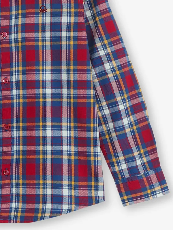 UCB checks cotton maroon shirt