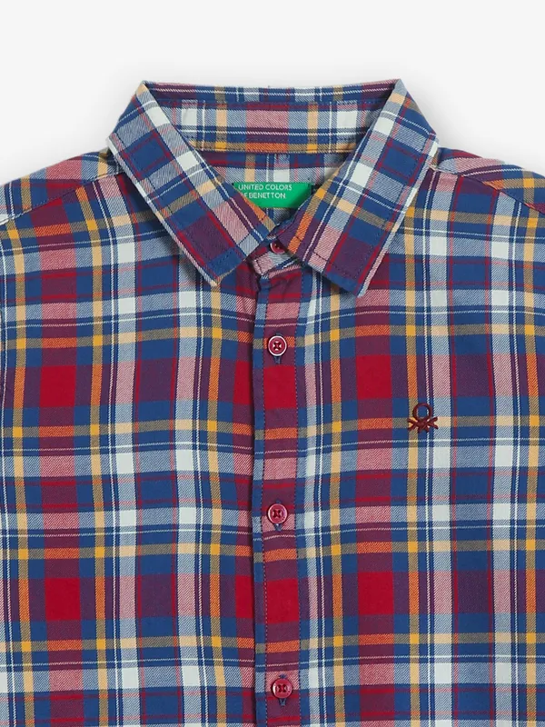 UCB checks cotton maroon shirt