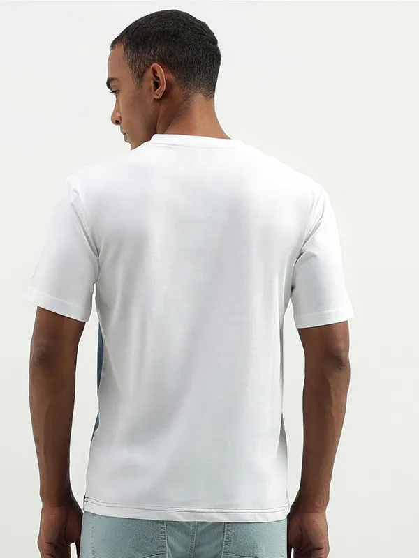 UCB color block and printed blue t shirt