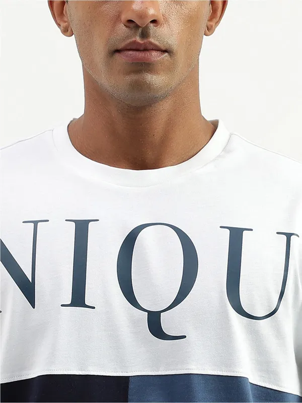 UCB color block and printed blue t shirt