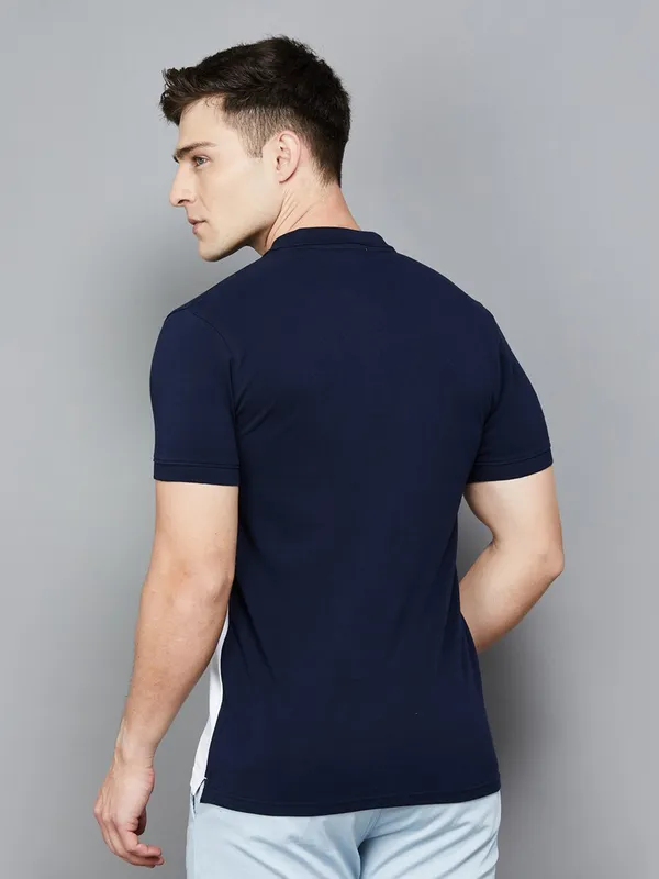 UCB colorblock white and blue cotton men t-shirt