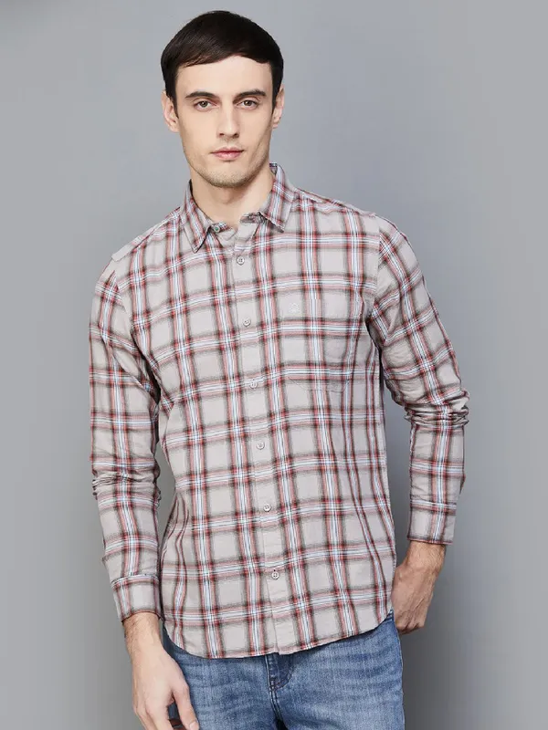 UCB cotton beige checks shirt