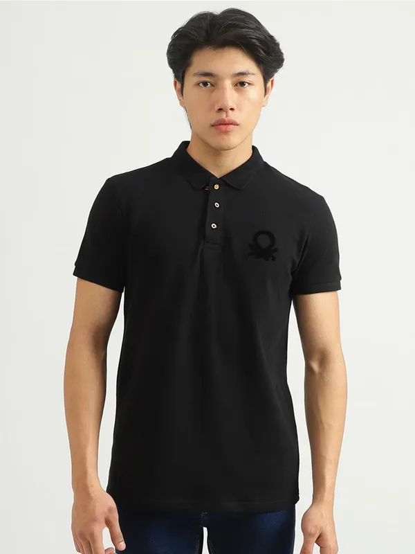 UCB cotton black polo neck t shirt