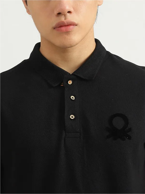 UCB cotton black polo neck t shirt