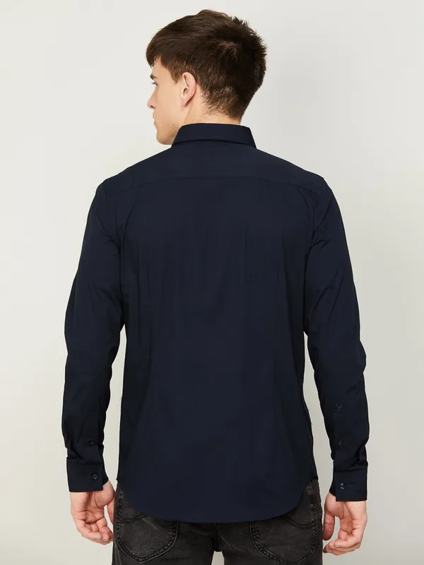 UCB cotton plain navy shirt