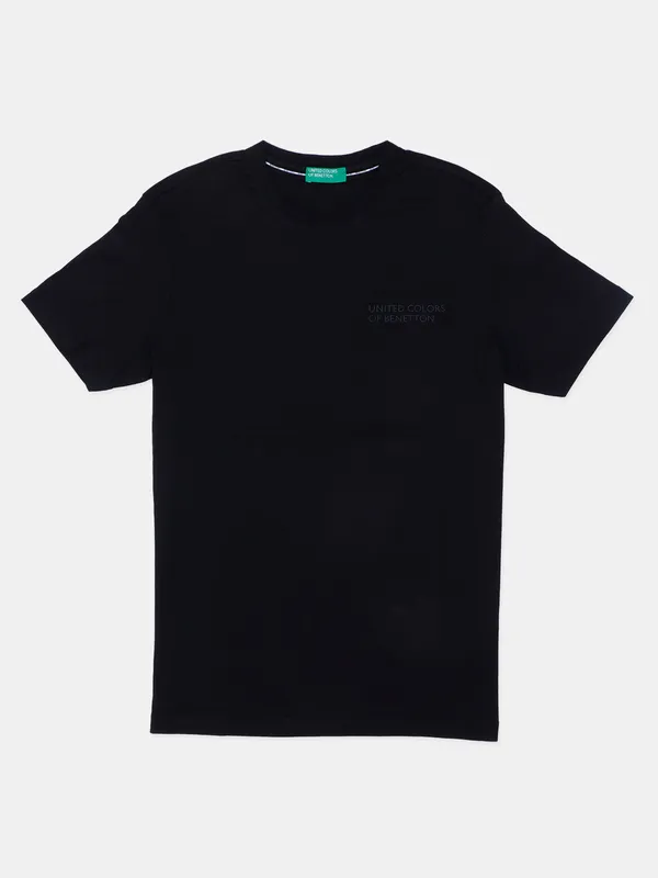 UCB cotton plain slim fit black t shirt