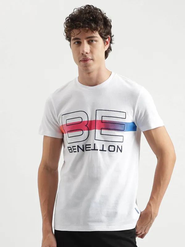 UCB cotton printed white t shirt