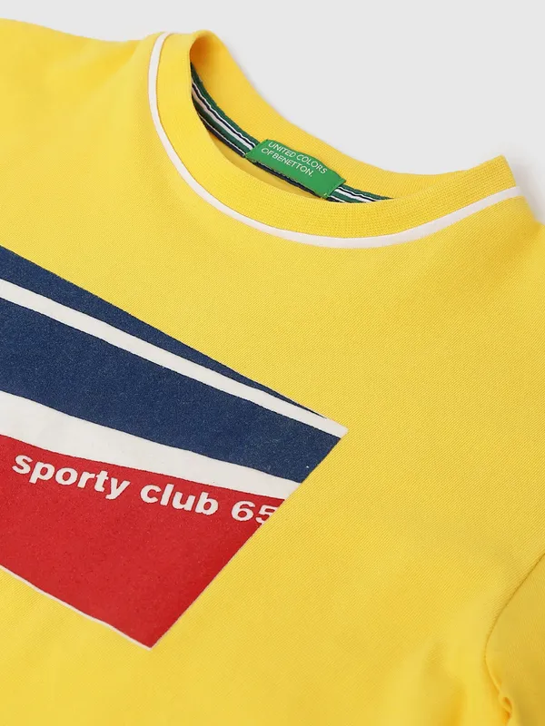 UCB cotton printed yellow t shirt